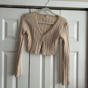 Cream Button-Up Women's Sweater, cropped